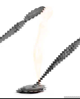 Nud modern-statueta din bronz cu soclu din marmura