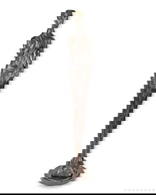 Nud modern-statueta din bronz masiv cu un soclu din marmura