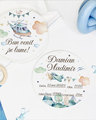 Set carduri din lemn pentru poze - Baby milestones - Dream World