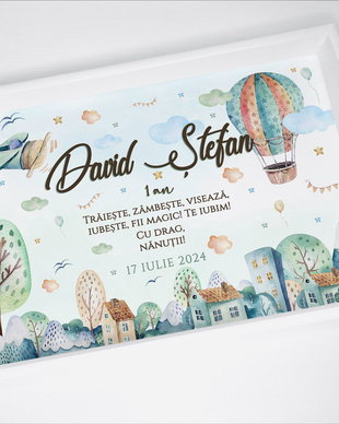 Set aniversar personalizat 1 anisor - Dream World - Tavita mot si accesorii