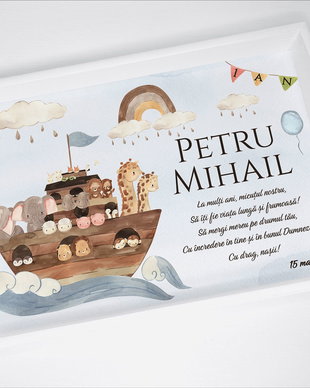 Set aniversar personalizat 1 anisor - Arca lui Noe - Tavita mot si accesorii