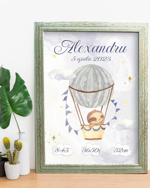 Tablou bebe personalizat - Hot air Balloon