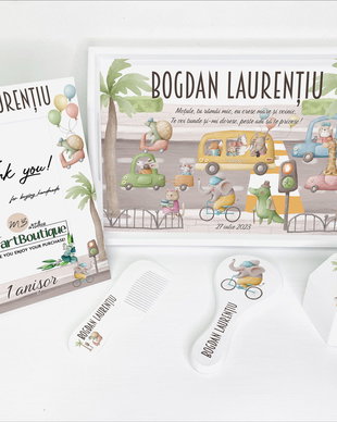 Set aniversar personalizat 1 anisor - Trafic - Tavita mot si accesorii