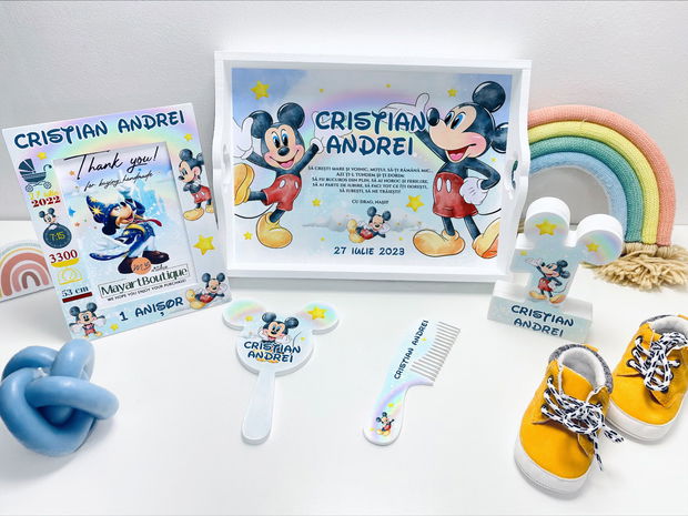 Set aniversar personalizat 1 anisor - Special Mickey Mouse - Tavita mot si accesorii