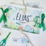 Set aniversar personalizat 1 anisor - Dino Boy - Tavita mot si accesorii
