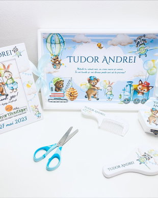 Set aniversar personalizat 1 anisor - My Little Boy - Tavita mot si accesorii