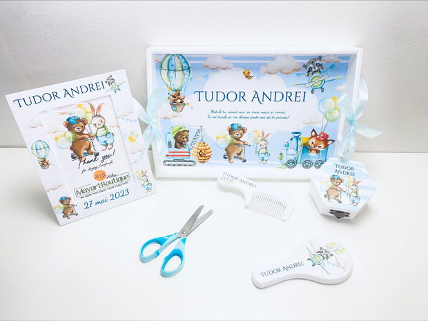 Set aniversar personalizat 1 anisor - My Little Boy - Tavita mot si accesorii