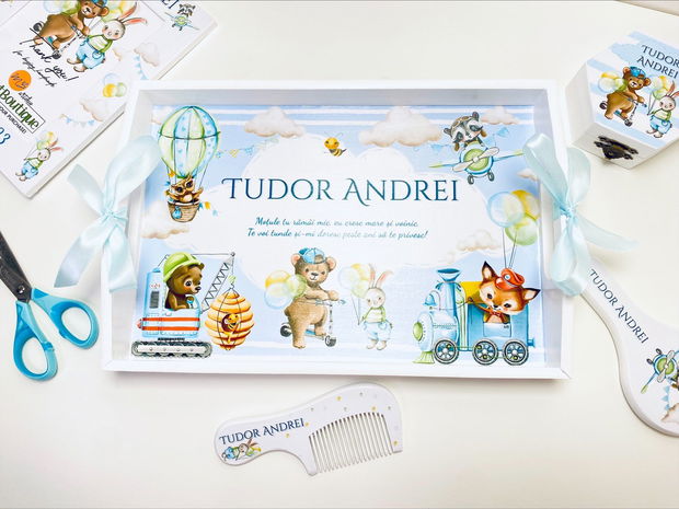 Set aniversar personalizat 1 anisor - My Little Boy - Tavita mot si accesorii