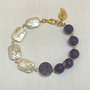 BRĂȚARĂ~PURPLE GLAMOUR~perle baroc,jad ,agată druzy,accesorii aurii și zamac aurit