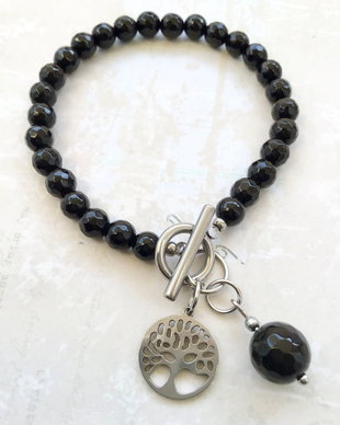 Bratara Unisex onix negru & copacul vietii