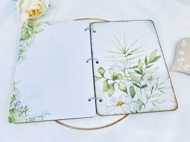 Guest book din lemn - Boho Green Flora