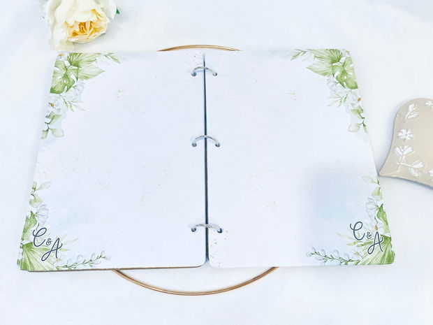 Guest book din lemn - Boho Green Flora