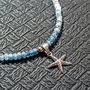 Colier argint acvamarin lant charm stea de mare argint gradient degrade nuante minimalist boho chic trendy - Transport gratuit