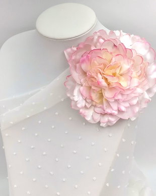 Broșă Bujor 3D - Pastel Peony
