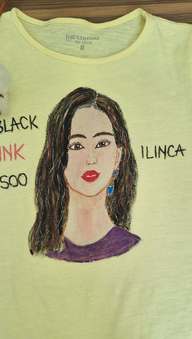 Tricou pictat  Black Pink-Jisoo