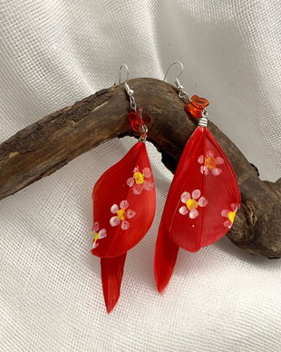 Cercei handmade din pene naturale