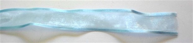 Panglica satin ribbon blue transparent  cu margini blue mat