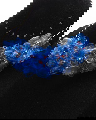 Colier statement handmade unicat - PET-uri (plastic) reciclate - flori (cod1029)