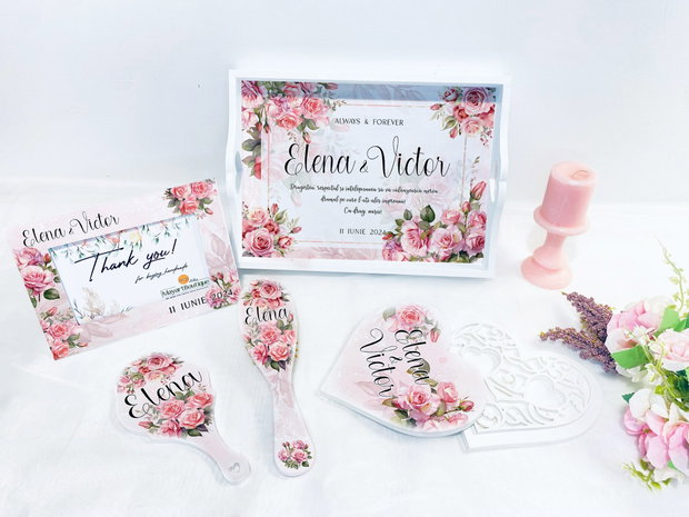 Set gatitul miresei - Pink roses bouquet