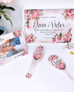 Set gatitul miresei - Pink roses bouquet