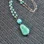 Colier argint amazonit coral fosil agatizat lant argint boho chic trendy - Transport gratuit