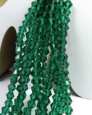 Cristale din sticla, biconice, 3 mm, verde smarald-08