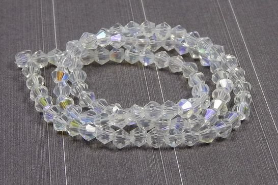 Cristale din sticla, biconice, 4 mm, transparente, lucioase, AB-D13