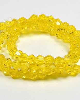 Cristale din sticla, biconice, 4 mm, galben auriu-22