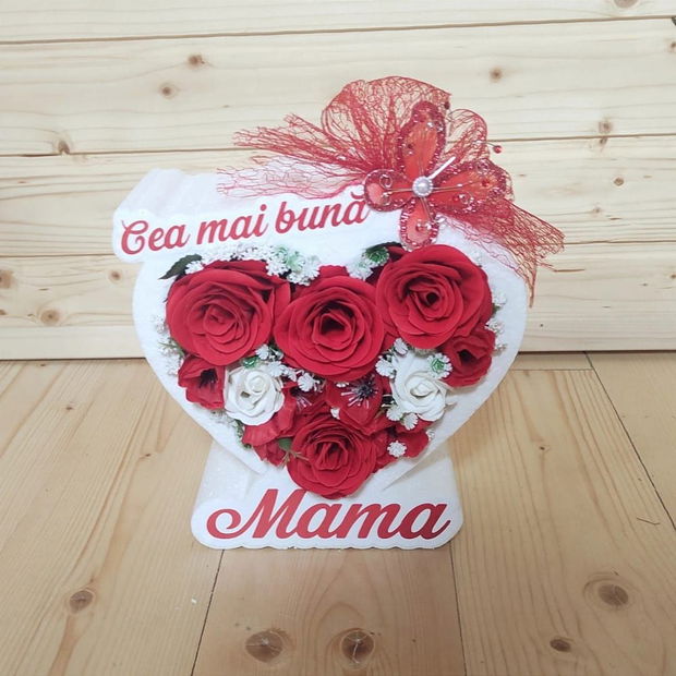 Aranjament floral Cea mai buna mama, 20 x 10 x 22 cm