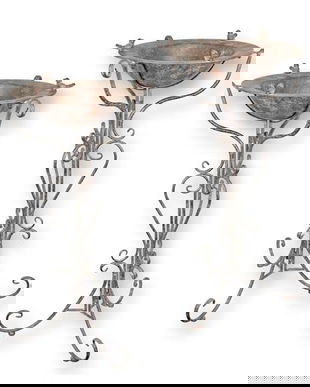 Set doua fantani pentru pasarele din fier forjat antik brown