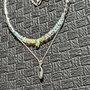 Colier argint topaz opal de foc etiopian acvamarint nuante gradient lant argint minimalist boho chic trendy - Transport gratuit