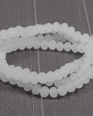 Cristale din sticla, rondelle, 4x3 mm, semiopace, frosted, albe-MD05