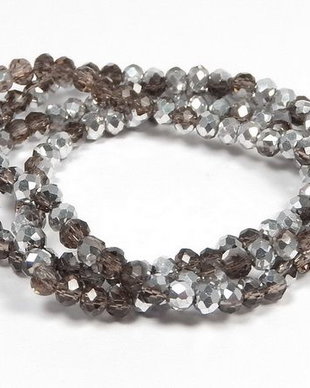 Cristale din sticla, rondelle, semiplacate, 3x2.5 mm, gri fumuriu-M13