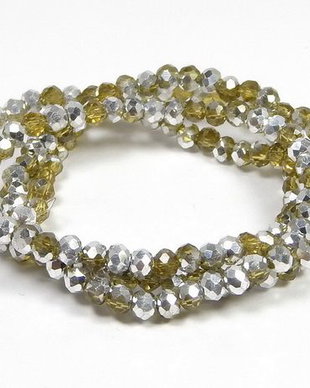 Cristale din sticla, rondelle, semiplacate, 3x2.5 mm, kaki-M04