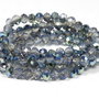 Cristale din sticla, rondelle, transparente, electroplacate, 4x3 mm, cyan-S07