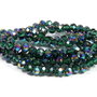 Cristale din sticla, rondelle, 4x3 mm, AB, verde smarald-Q15