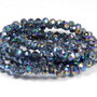 Cristale din sticla, rondelle, 4x3 mm, AB, bleumarin-Q14