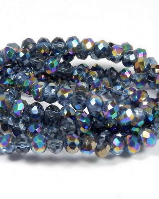 Cristale din sticla, rondelle, 4x3 mm, AB, bleumarin-Q14