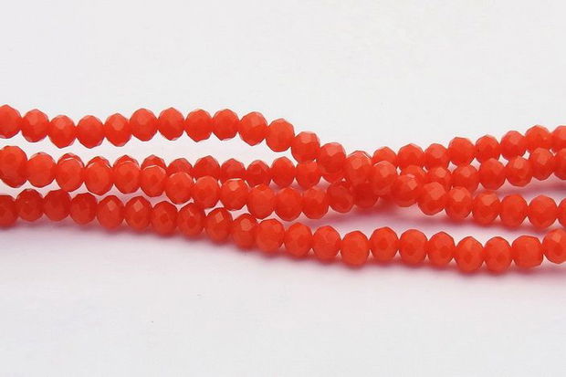 Cristale din sticla, rondelle, opace, 6x5 mm, rosu orange-D03