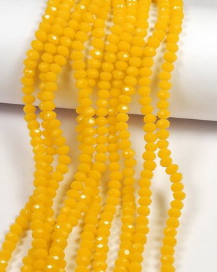 Cristale din sticla, rondelle, opace, 6x5 mm, galbene-D04
