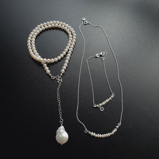 Lantisor argint cu perle naturale | Whispering Pearls I |