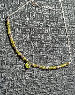 Colier argint peridot brioleta lant argint minimalist boho chic trendy - Transport gratuit