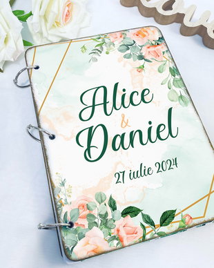 Guest book din lemn - Romantic Roses