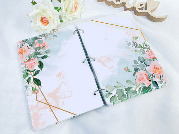 Guest book din lemn - Romantic Roses