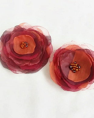 set brose flori portocaliu  violaceu