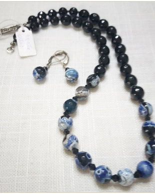 SET- ONIX SI AGATE DE FOC NEGRE-ALBASTRE