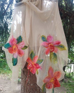 Eșarfă de mătase naturala împaslita