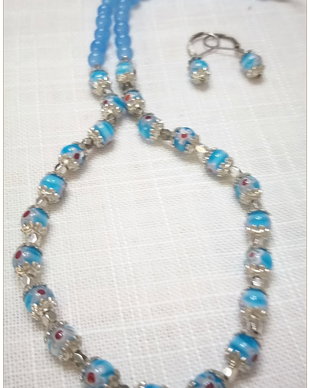 SET- AGATE BLEU SI MILLEFIORI