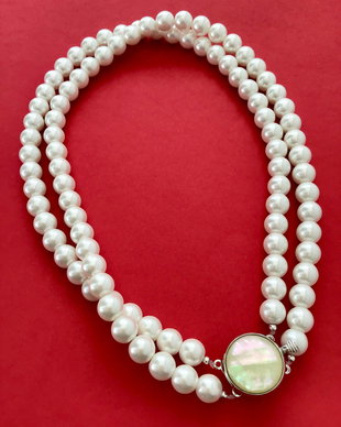 Colier CHOKER perle albe de Mallorca mireasa / nunta