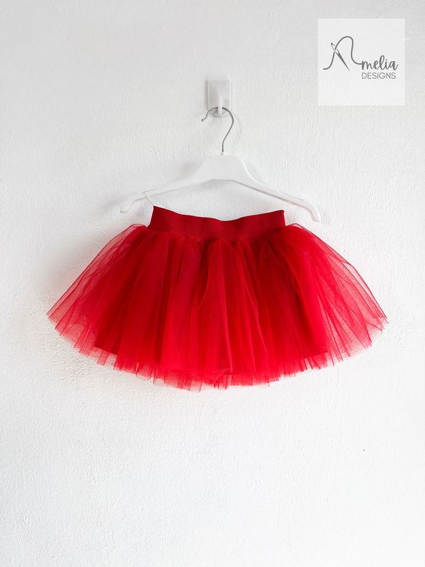 Fusta tul/tulle bebeluse, rosie